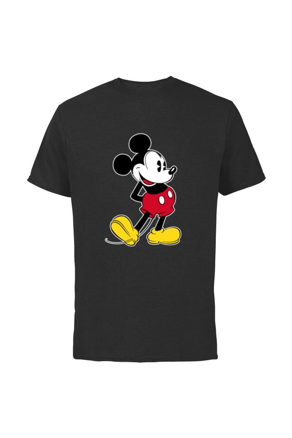 Mickey Mouse Classic Pose - Short Sleeve Cotton T-Shirt for Adults- Customized-Black