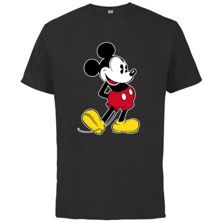 Disney Mickey Mouse Classic Pose - Short Sleeve Cotton T-Shirt for Adults-  Customized-Black