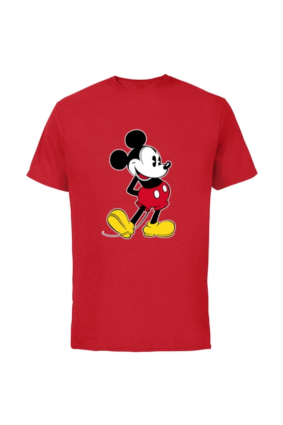 Mickey Mouse Classic Pose - Short Sleeve Cotton T-Shirt for Adults- Customized-Red