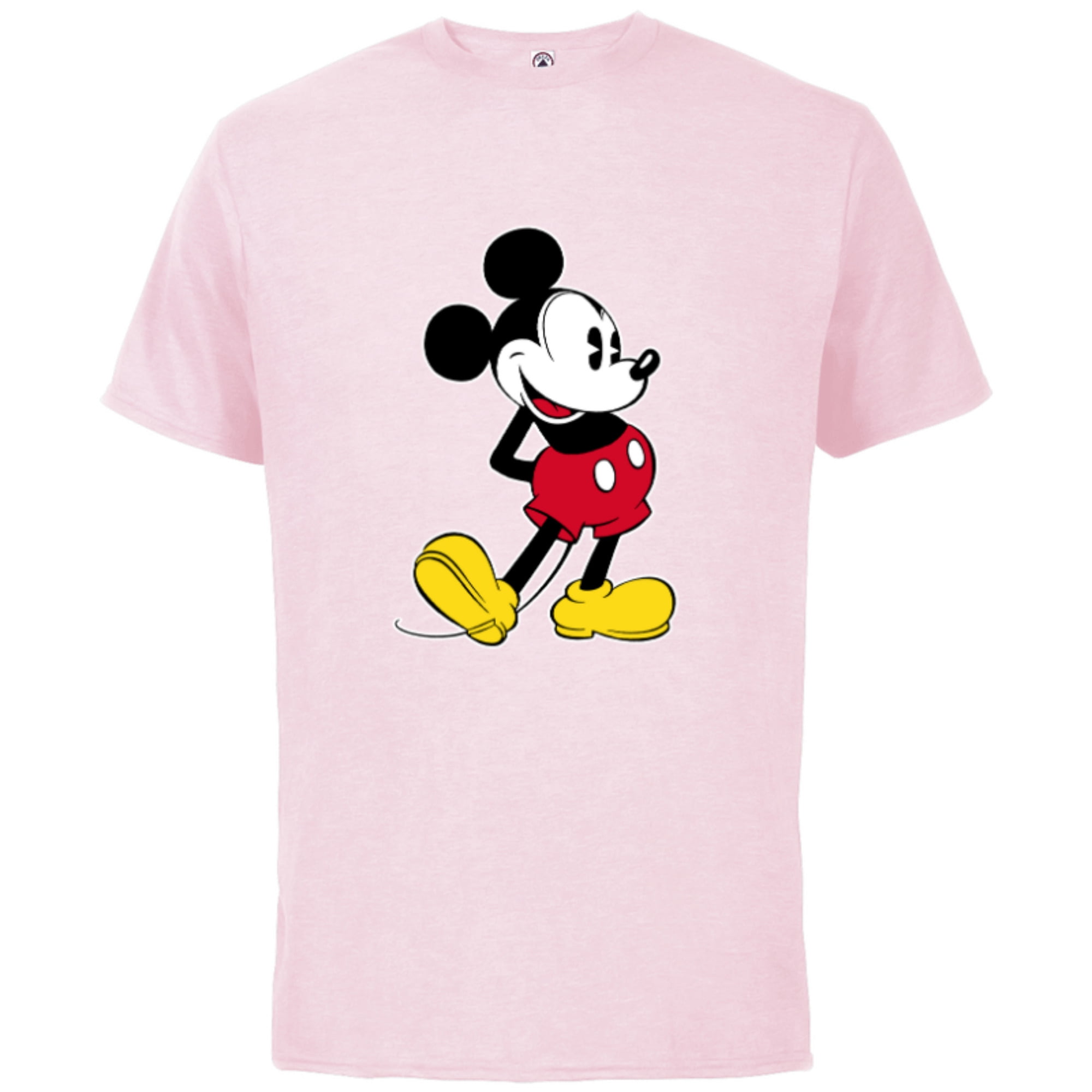 Sleeve Disney Customized-Soft for Classic - T-Shirt Pink Adults- Mickey Cotton Mouse Short Pose