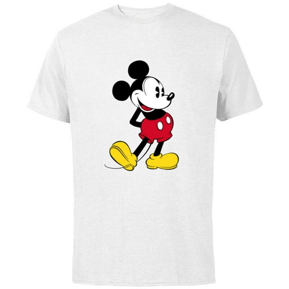 Disney Mickey Mouse Classic Pose - Short Sleeve Cotton T-Shirt for Adults- Customized-White
