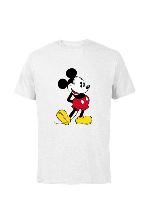 Mickey Mouse Classic Pose - Short Sleeve Cotton T-Shirt for Adults- Customized-White