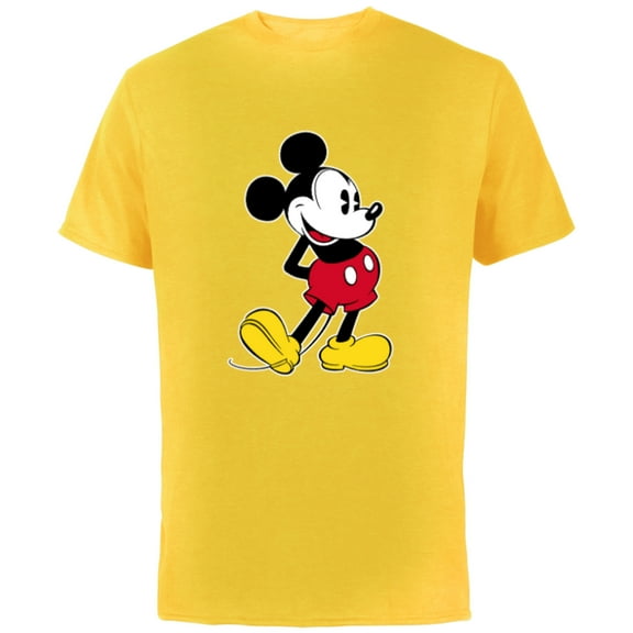 Disney Mickey Mouse Classic Pose - Short Sleeve Cotton T-Shirt for Adults- Customized-Yellow