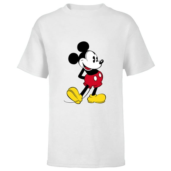 Disney Mickey Mouse Classic Pose  - Short Sleeve T-Shirt for Kids- Customized-White