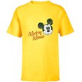 thumbnail image 1 of Disney Mickey Mouse Classic Retro Vintage Sketch Face & Name - Short Sleeve T-Shirt for Kids - Customized-Yellow, 1 of 5