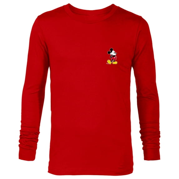 Disney Mickey Mouse Classic Small Pose - Long Sleeve T-Shirt for Men- Customized-New Red