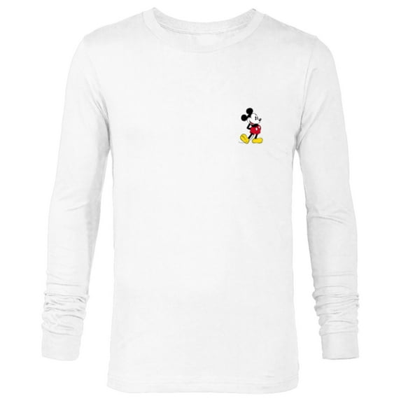 Disney Mickey Mouse Classic Small Pose - Long Sleeve T-Shirt for Men- Customized-White