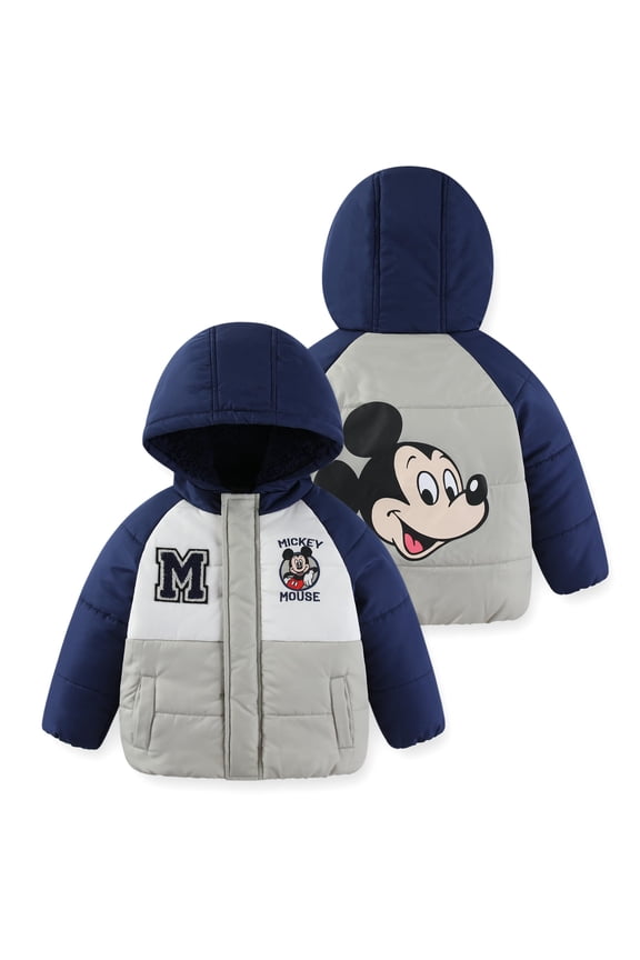 Mickey Mouse Color Block Puffer Coat Jacket (Boys), Sizes 3T-7