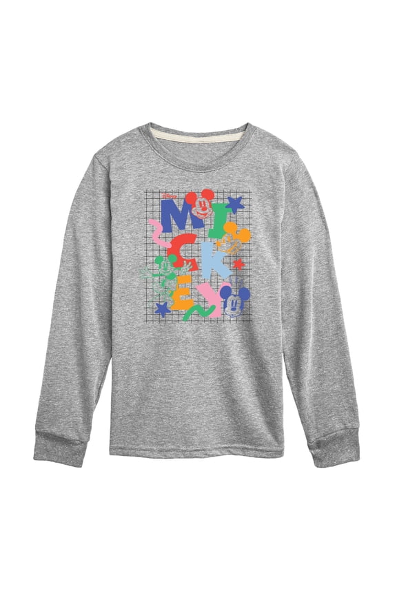 - Mickey Mouse - Colorful Icons - Youth Long Sleeve Graphic T-Shirt
