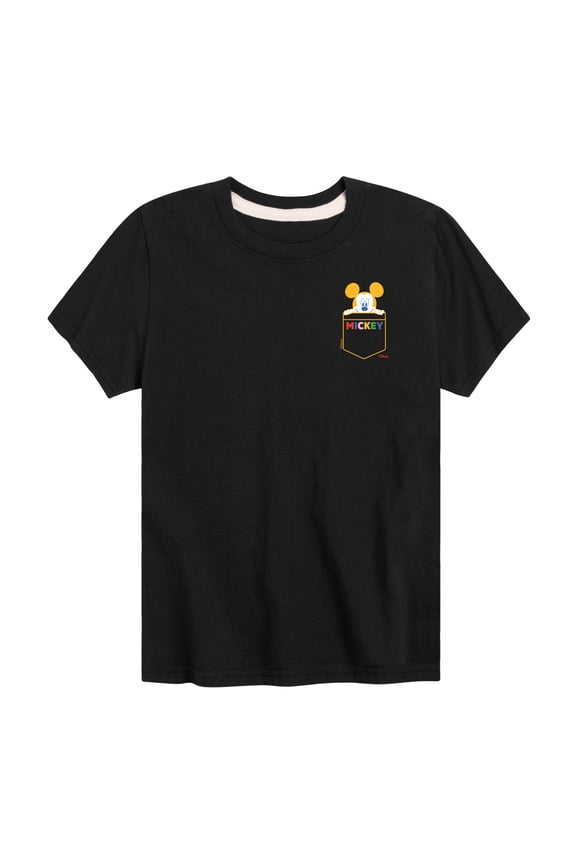 - Mickey Mouse - Colorful Peek A Boo Pocket - Youth Short Sleeve Graphic T-Shirt