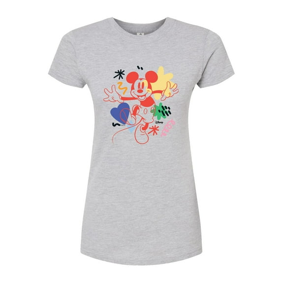 Disney - Mickey Mouse - Colorful Retro Style - Juniors Fitted Graphic T-Shirt