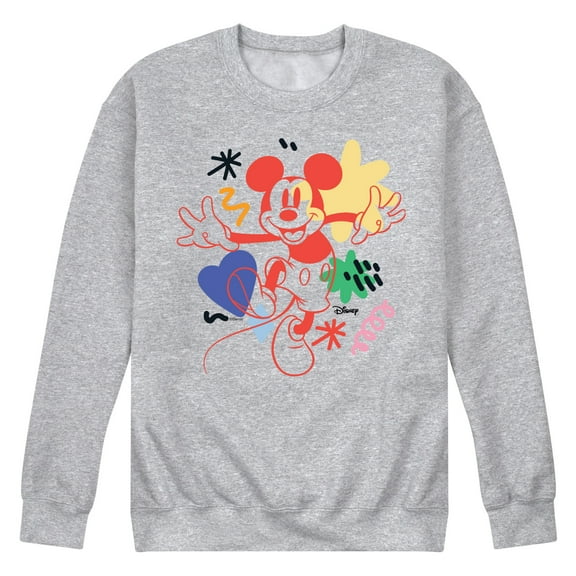 Disney - Mickey Mouse - Colorful Retro Style - Men's Crew Neck Fleece Pullover
