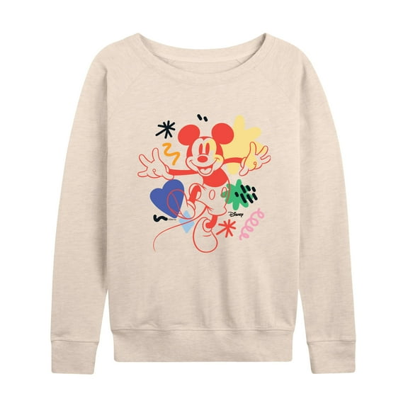 Disney - Mickey Mouse - Colorful Retro Style - Women's Lightweight French Terry Long Sleeve Shirt