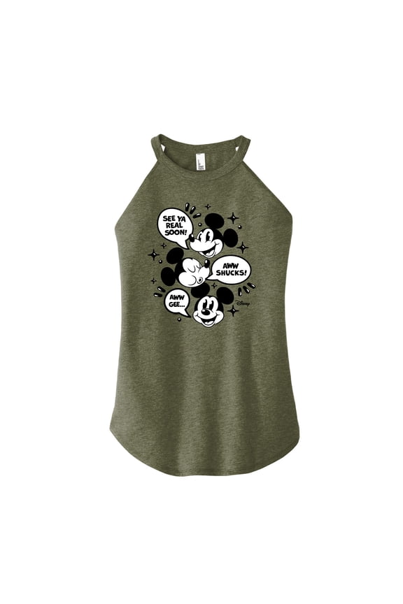 - Mickey Mouse - Conversation Bubbles - Juniors High Neck Tank Top