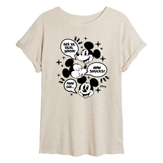 Disney - Mickey Mouse - Conversation Bubbles - Juniors Ideal Flowy Muscle T-Shirt