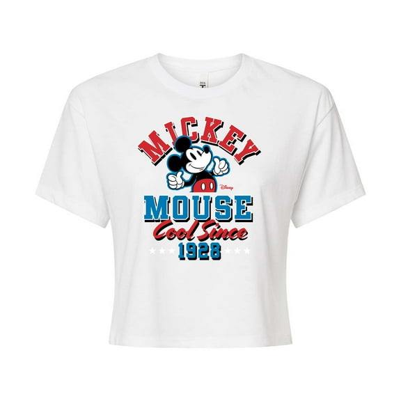 Disney - Mickey Mouse - Cool Since 1928 - Juniors Cropped Cotton Blend T-Shirt