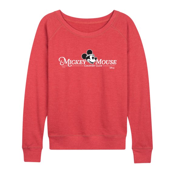 Disney - Mickey Mouse Country Club Lightweight French Terry Wide Neck Long Sleeve Graphic Shirt