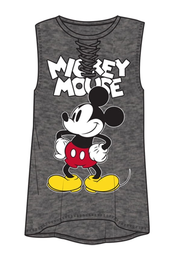 Disney Mickey Mouse Crew Neck Lace Up Juniors Tank Top