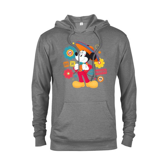 Disney Mickey Mouse Día de los Muertos Skulls and Marigolds- Pullover Hoodie for Adults - Customized-Graphite Heather