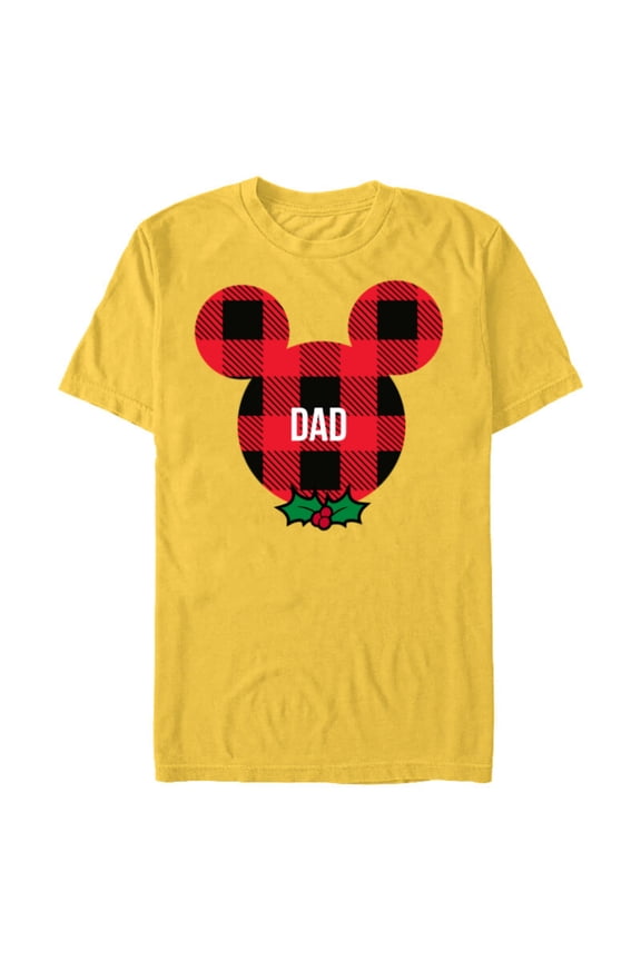 Mickey Mouse DAD Holiday Family - Short Sleeve Blended T-Shirt for Adults- Customized-Yellow