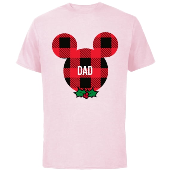 Disney Mickey Mouse DAD Holiday Family - Short Sleeve Cotton T-Shirt for Adults- Customized-Soft Pink