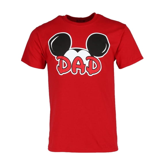 Disney Mickey Mouse Dad Ears Mens T-Shirt, Red - Small