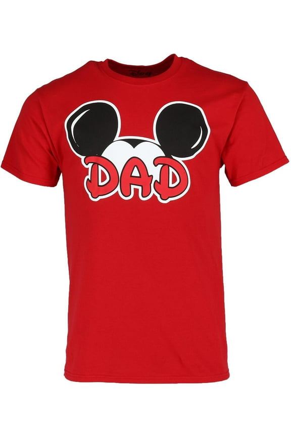 Mickey Mouse Dad Ears Mens T-Shirt, Red - Small