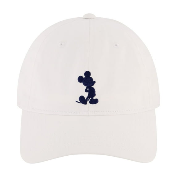 Disney Mickey Mouse Dad Hat, Silhouette Logo Cotton Adult Men's Baseball Cap, White, One Size