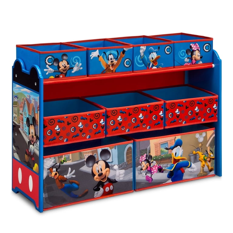 Disney Mickey Mouse 9 Bin Toy Organizer, Reusable Sticker Storage