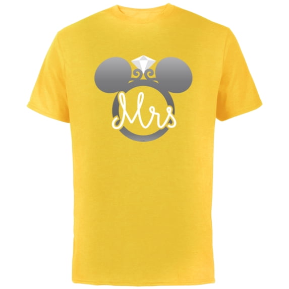 Disney Mickey Mouse Diamond Wedding Ring Bride Wife Mrs - Short Sleeve Cotton T-Shirt for Adults - Customized-Yellow