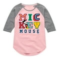 thumbnail image 1 of Disney - Mickey Mouse Different Letters - Toddler & Youth Girls Raglan Graphic T-Shirt, 1 of 5