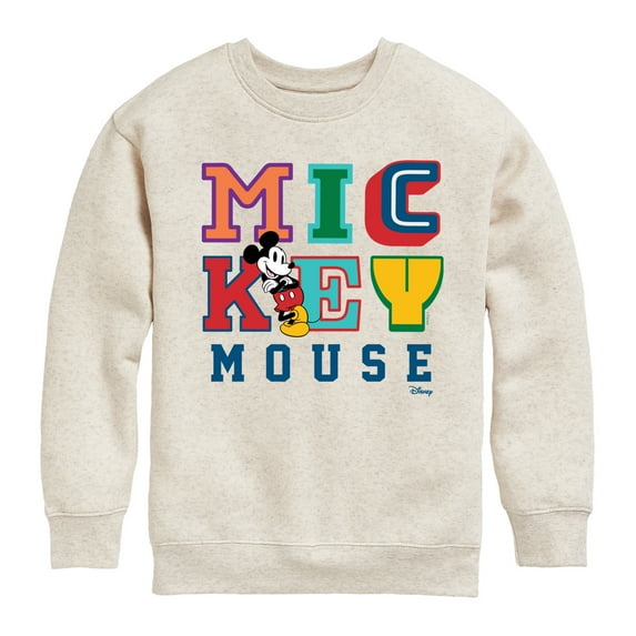Disney - Mickey Mouse Different Letters - Youth Crewneck Fleece Sweatshirt