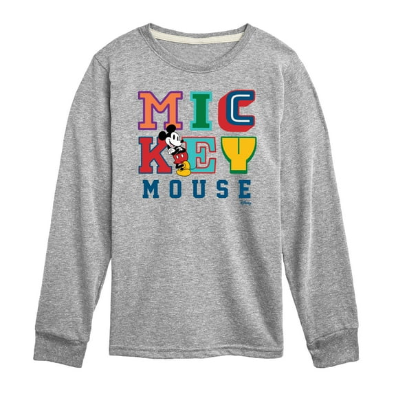 Disney - Mickey Mouse Different Letters - Youth Long Sleeve Graphic T-Shirt