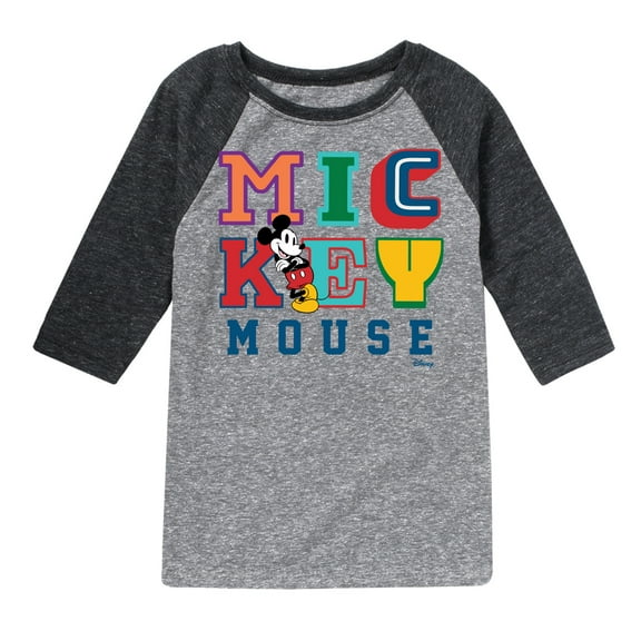 Disney - Mickey Mouse Different Letters - Youth Raglan Graphic T-Shirt