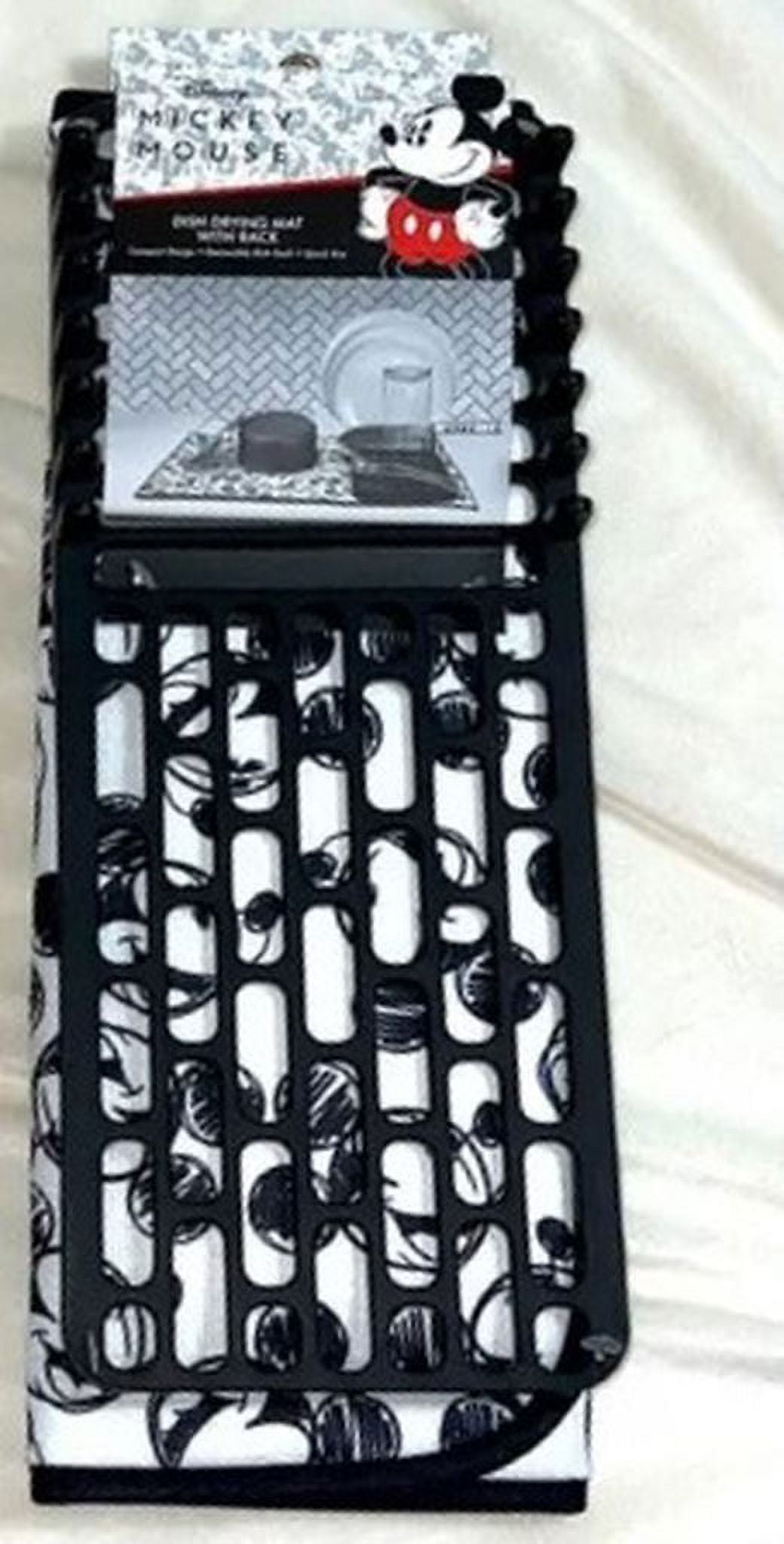 Disney Mickey Mouse Dish Drying Mat With Rack, Black/White