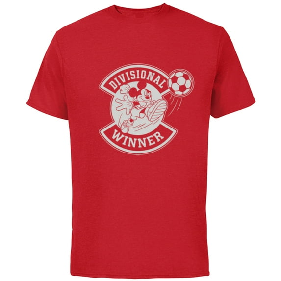 Disney Mickey Mouse Divisional Winner Sports Soccer Ball - Short Sleeve Cotton T-Shirt for Adults - Customized-Red