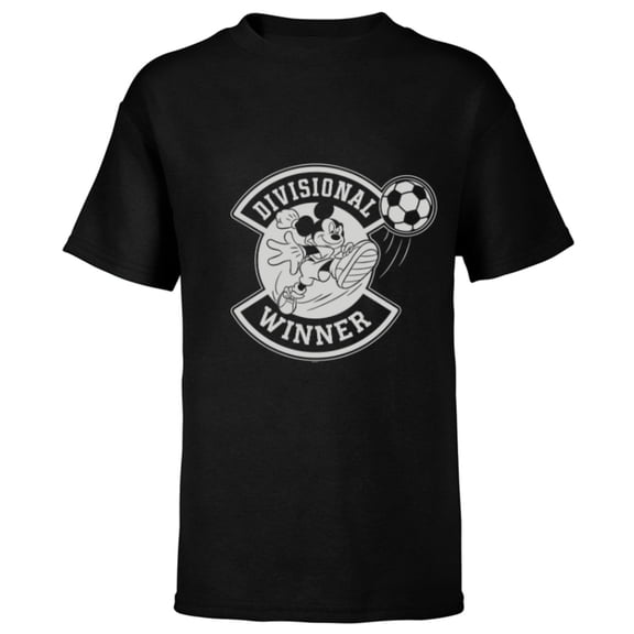 Disney Mickey Mouse Divisional Winner Sports Soccer Ball - Short Sleeve T-Shirt for Kids - Customized-Black