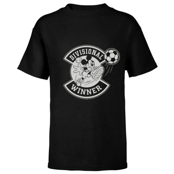 Disney Mickey Mouse Divisional Winner Sports Soccer Ball - Short Sleeve T-Shirt for Kids - Customized-Black