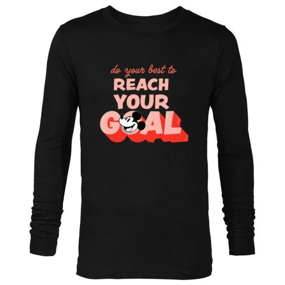 Disney Mickey Mouse Do Your Best to Reach Your Goals - Long Sleeve T-Shirt for Men - Customized-Black