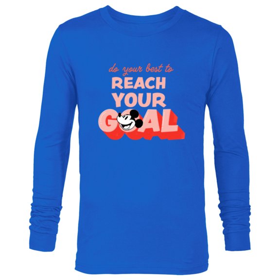 Disney Mickey Mouse Do Your Best to Reach Your Goals - Long Sleeve T-Shirt for Men - Customized-Navy
