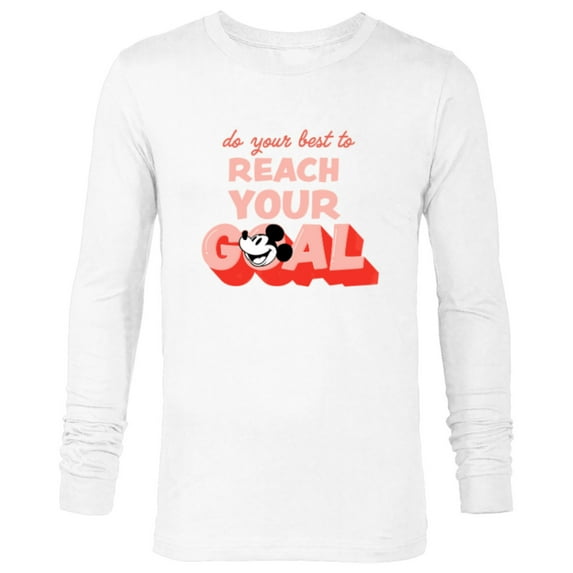 Disney Mickey Mouse Do Your Best to Reach Your Goals - Long Sleeve T-Shirt for Men - Customized-White