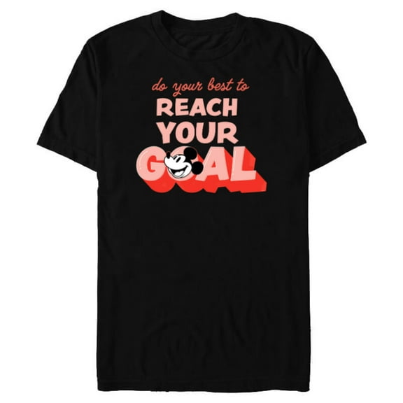 Disney Mickey Mouse Do Your Best to Reach Your Goals - Short Sleeve Blended T-Shirt for Adults - Customized-Black