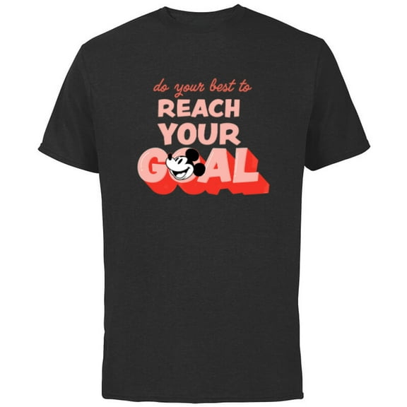 Disney Mickey Mouse Do Your Best to Reach Your Goals - Short Sleeve Cotton T-Shirt for Adults - Customized-Black