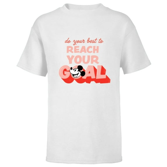 Disney Mickey Mouse Do Your Best to Reach Your Goals - Short Sleeve T-Shirt for Kids - Customized-White
