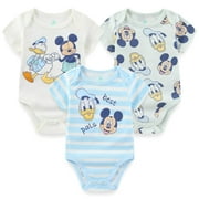 Disney Mickey Mouse Donald Duck Baby Bodysuits (Boys), 3 Pack, Sizes 3M-18M