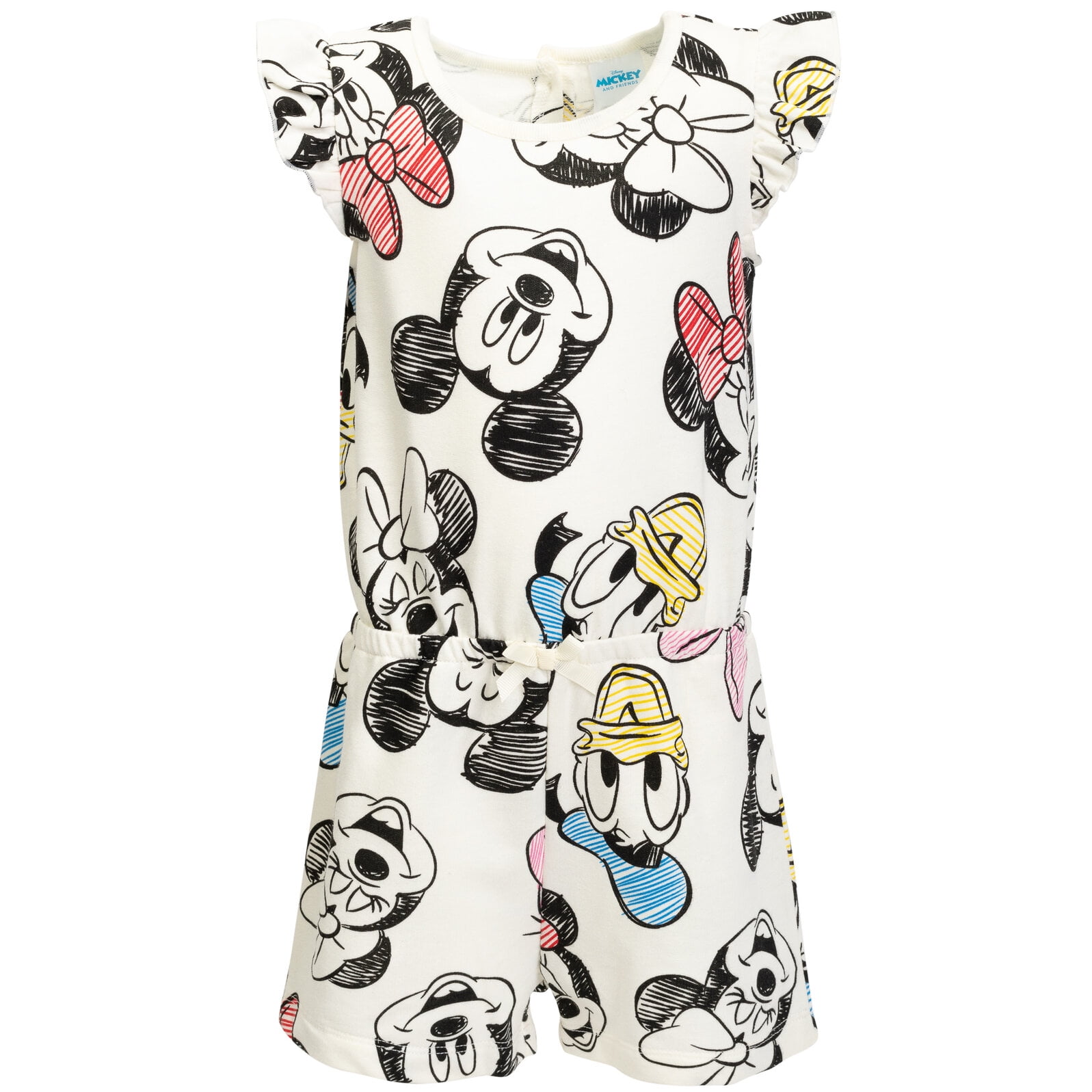 Disney Mickey Mouse Donald Duck Daisy Duck Little Girls French Terry Romper Toddler to Big Kid