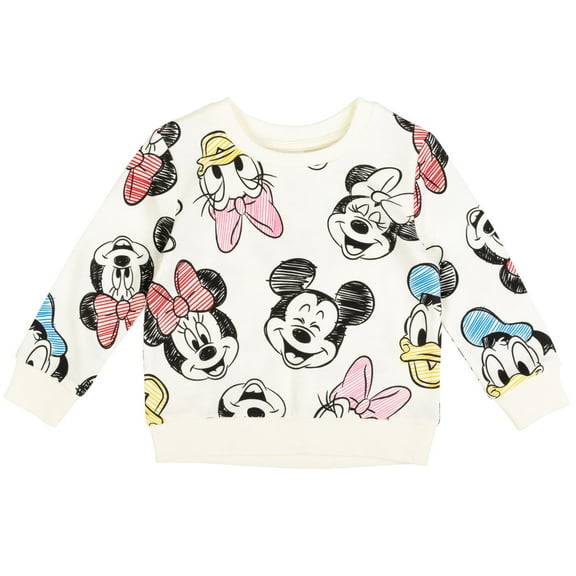 Disney Mickey Mouse Donald Duck Daisy Duck Toddler Girls French Terry Sweatshirt Toddler to Big Kid