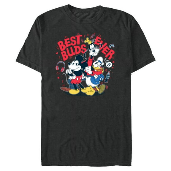Disney Mickey Mouse Donald Duck Goofy Best Buds Ever Friends - Short Sleeve Blended T-Shirt for Adults - Customized-Dark Heather