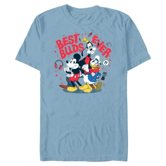 Disney Mickey Mouse Donald Duck Goofy Best Buds Ever Friends - Short Sleeve Blended T-Shirt for Adults - Customized-Ocean Blue