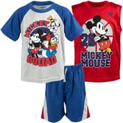 Disney Mickey Mouse Goofy Donald Duck Little Boys T-Shirt Tank Top and Shorts 3 Piece Outfit Set Toddler to Big Kid